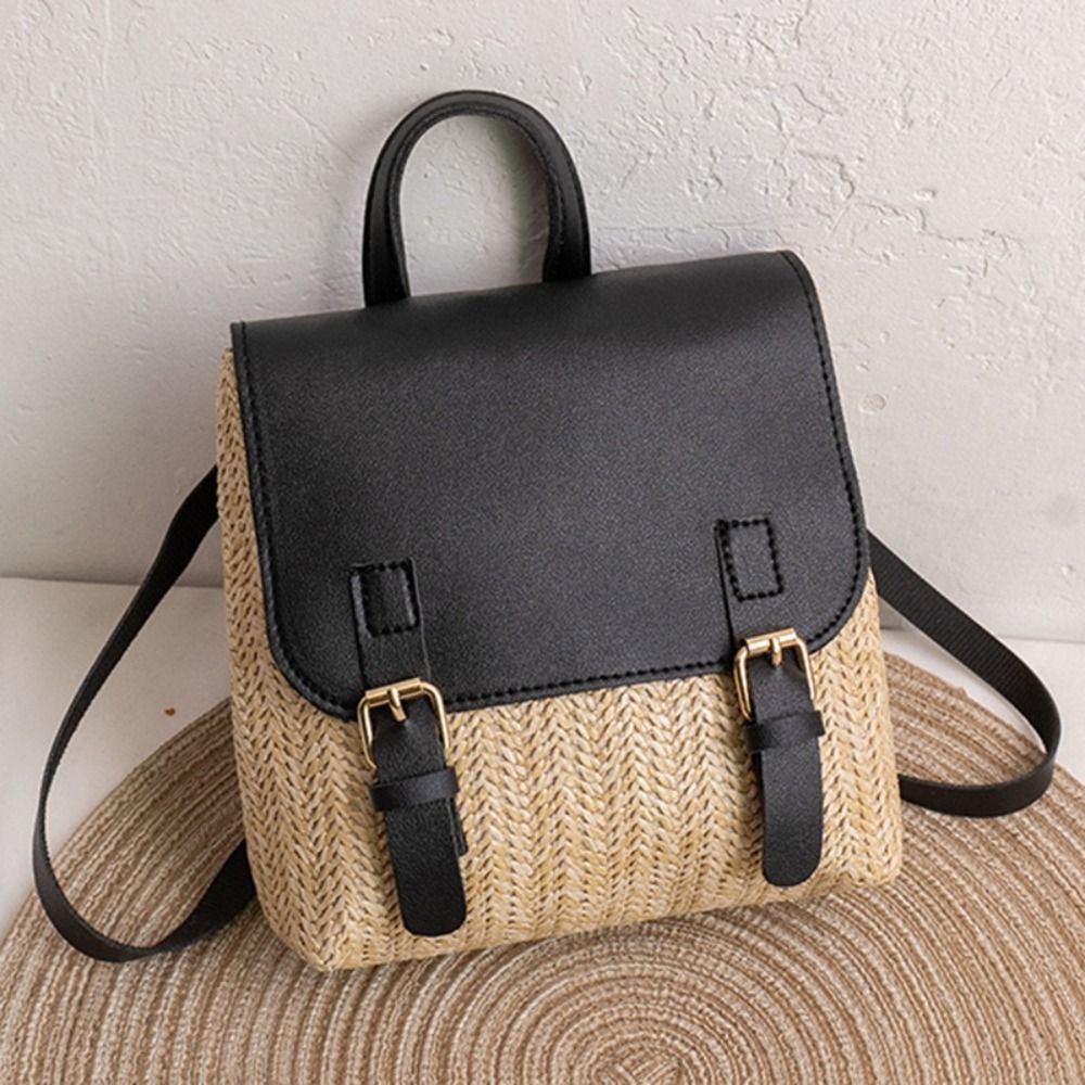 Versatile Bag PU Leather Straw - đánh giá và giá Leather Backpack Vintage