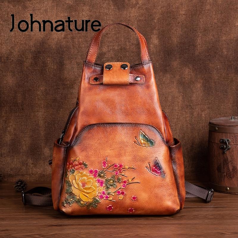 Johnature Da Thật Chính Hãng D - đánh giá và giá Leather Backpack Vintage