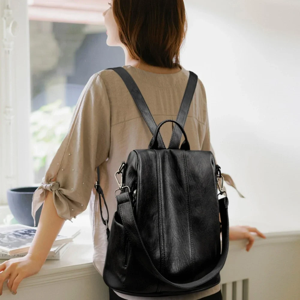 NEW Anti-theft Laptop Backpack - đánh giá và giá Leather Backpack Vintage
