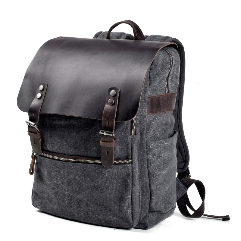 Retro men's backpack, double s - đánh giá và giá Canvas Backpack Casual